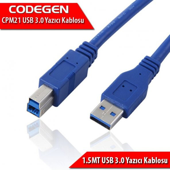 CODEGEN - CPM21 1.5 Metre USB 3.0 Yazıcı Kablosu (Am-Bm)