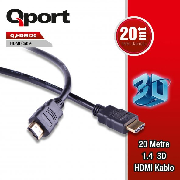 Q-HDMI20 Q-HDMI20 to HDMI20 1.4 3D 20 METRE ALTIN UÇLU KABLO