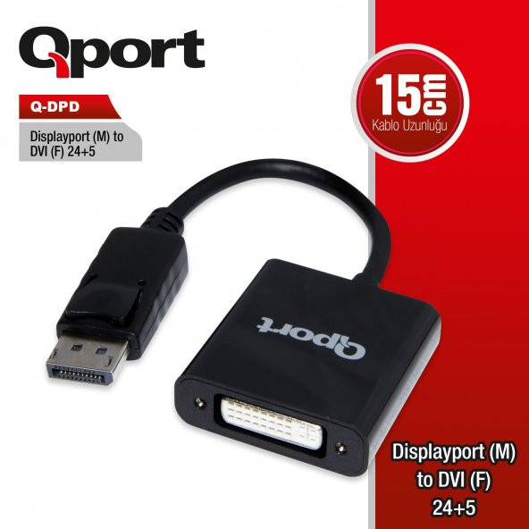 Q-DPD Q-DPD DISPLAYPORT (M) TO DVI (F) 24+5 CONVERTER (ÇEVİRİCİ DÖNÜŞTÜRÜCÜ) - 1