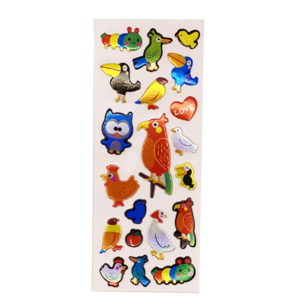 Sticker Kabartmalı Stiker Defter, Planlayıcı Etiket Kuşlar (cb436) 16x7 cm