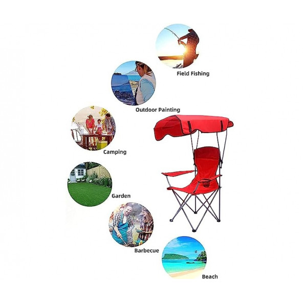 XL Tenteli Katlanır Kamp Sandalyesi Balıkçı Plaj Sandalyesi - 3