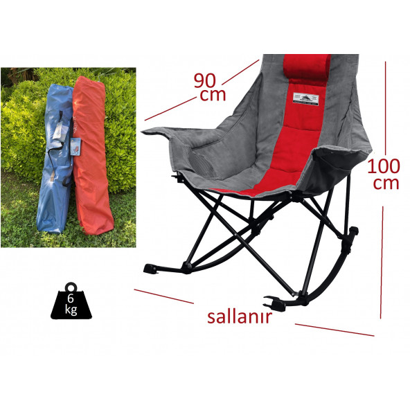 XL Sallanır Kamp Sandalyesi Katlanır Güçlü Iskelet Dayanıklı Sandalye - 3