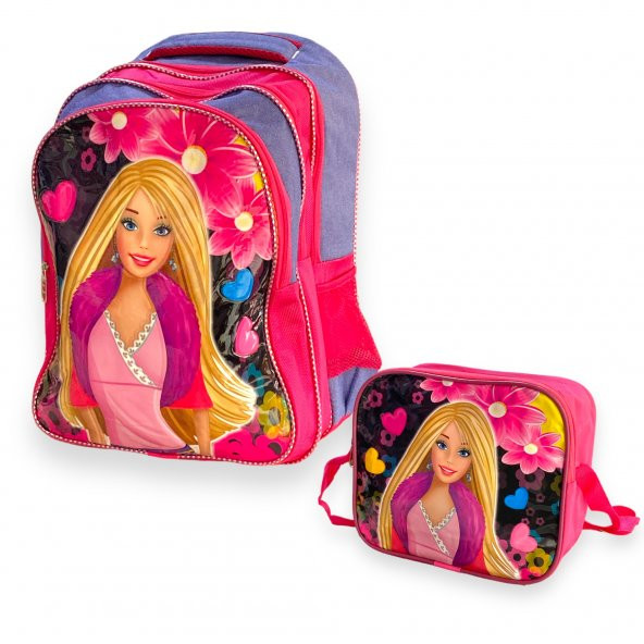 Gülce Barbie 3 Bölmeli İlkokul Sırt Çantası + Beslenme Çantası  Kod 13799