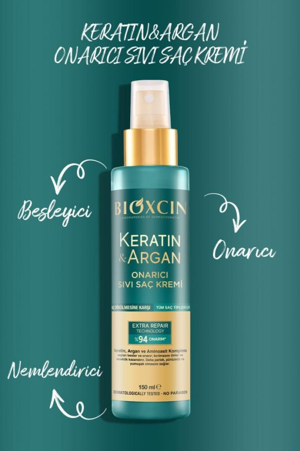 Bioxcin Keratin & Argan Onarıcı Sıvı Saç Bakım Kremi 150 Ml Yıpranmış Ve Hasar Görmüş Saçlar - 4