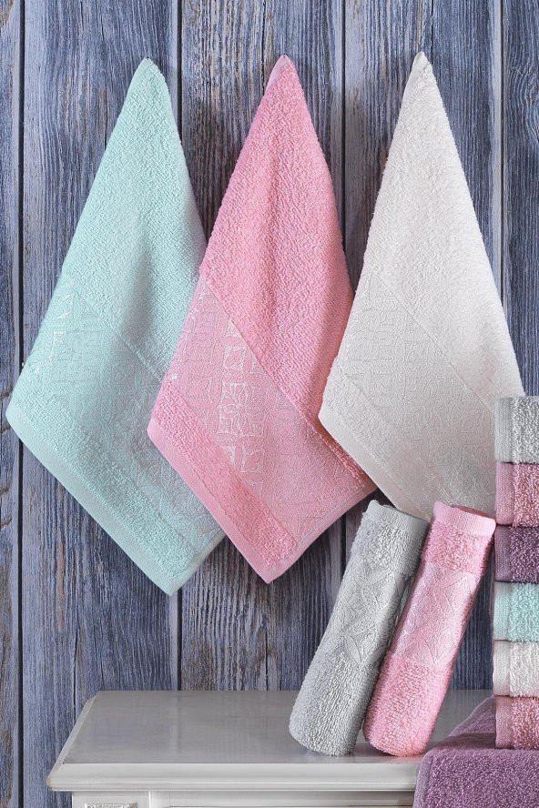 Zeynep Tekstil Aura 6lı  30x50 Cm El Ve Yüz Havlu Seti Mutfak Havlusu - 4