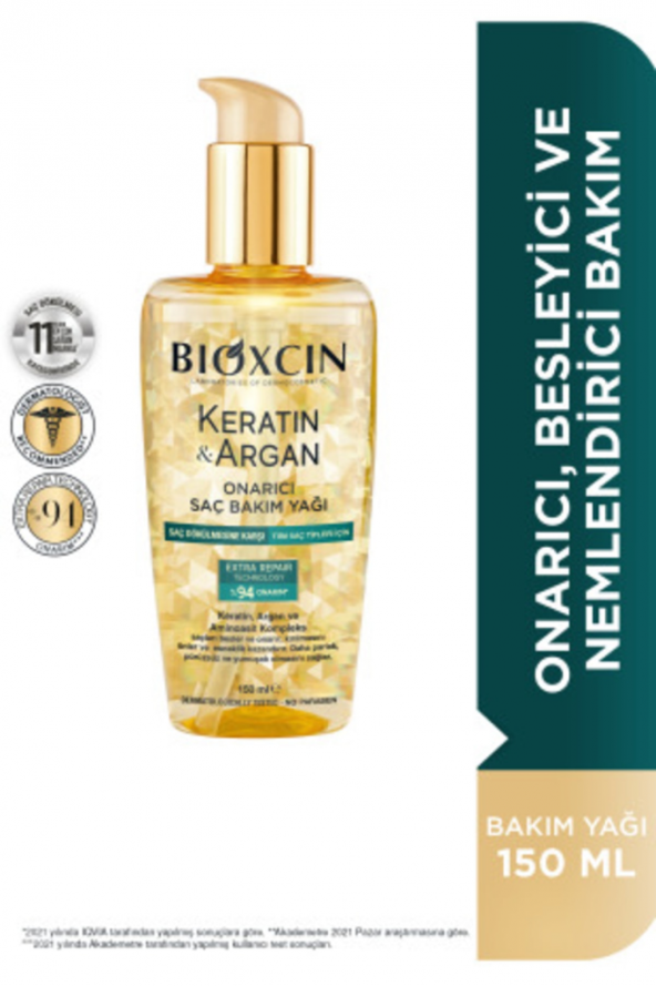 Bioxcin Keratin & Argan Onarıcı Saç Bakım Yağı 150ml