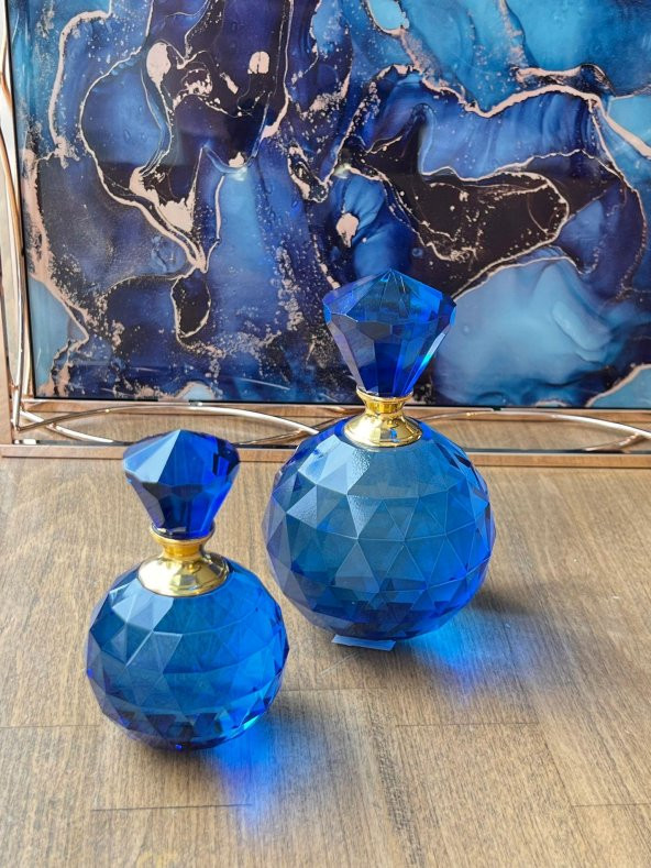 Dekoratif Kristal Şişe Mavi