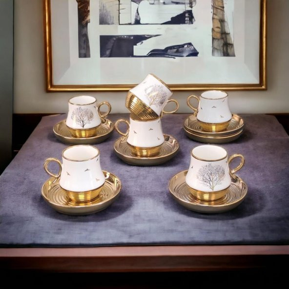 Rossel Premium 12 Parça Hayat Ağacı Çay Fincanı Takımı LVN-19507 - 2