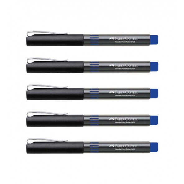 Faber-Castell İğne Uçlu Roller Kalem - Needle 5405 - Mavi - 5'li Paket