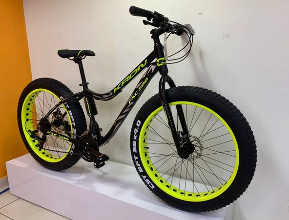 KRON FXC 500 FATBIKE 24 JANT 21 VİTES MEKANİK DİSK FREN DAĞ BİSİKLETİ MAT SİYAH-NEON SARI/GRİ(KRN21-584) - 3