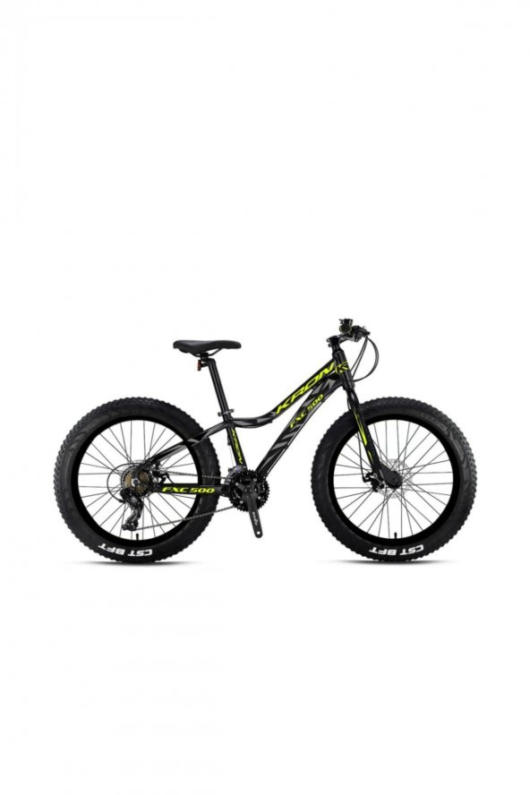 KRON FXC 500 FATBIKE 24 JANT 21 VİTES MEKANİK DİSK FREN DAĞ BİSİKLETİ MAT SİYAH-NEON SARI/GRİ(KRN21-584) - 1