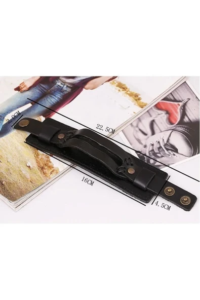 Erkek Deri Bileklik Paslanmaz Çelik Metal Gümüş Bilezik Siyah Erkek Takı Için Toka - 4