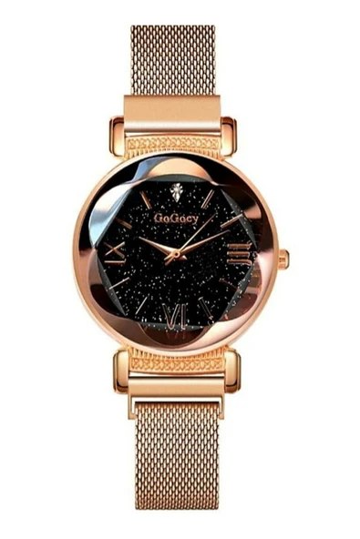 Kadın Kol Saati Lüks Moda Şık Trend Set Saat Rose Gold Hasır - Resim 4