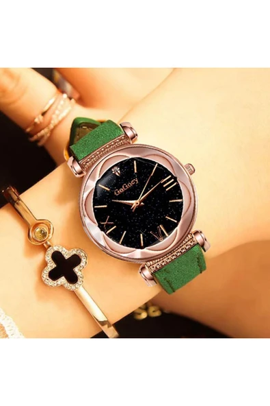 Kadın Kol Saati + Bileklik Yeşil Set Saat ürün görseli 1