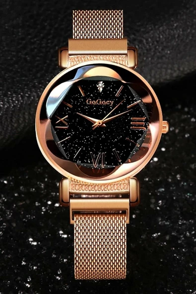 Kadın Kol Saati Lüks Moda Şık Trend Set Saat Rose Gold Hasır - Resim 3