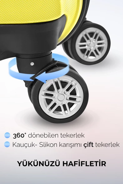 Polo&Sky Petek Model Sarı Renk Orta Boy Valiz - 4