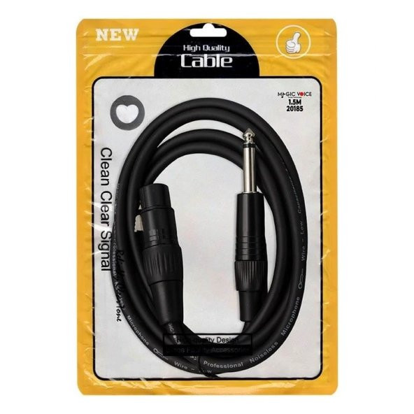 MAGIC VOICE 20185 LD379 XLR CANON DİŞİ - 6.3 MM MONO ERKEK 1.5 METRE KABLO - 2