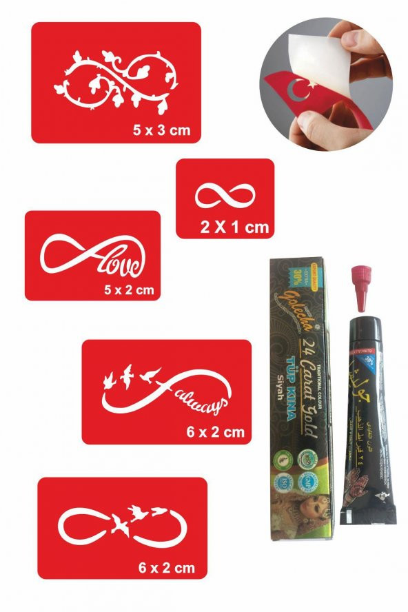 Sonsuzluk Desenleri Hint Kınası ile Geçici Dövme Yapma Seti