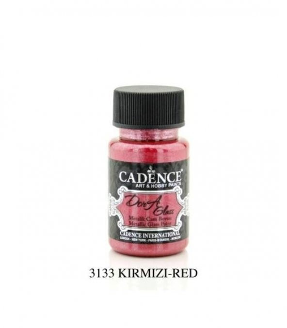 Cadence Dora Glass Metalik Cam Boyası 50 ml. 3133 KIRMIZI
