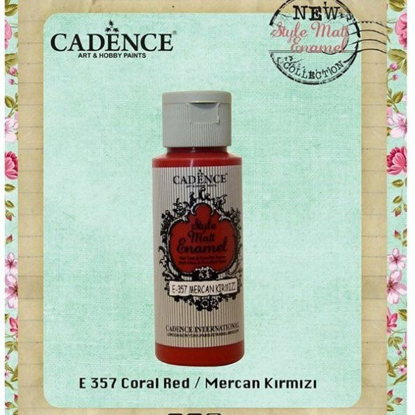 Cadence Style Matt Enamel Cam & Porselen Boyası 59 ml. E-357 Mercan Kırmızı