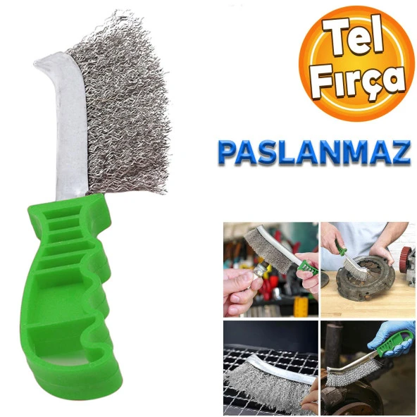 Tel Fırça Plastik Saplı Paslanmaz Telli Kir Pas Temizleme Fırçası 23.5 cm