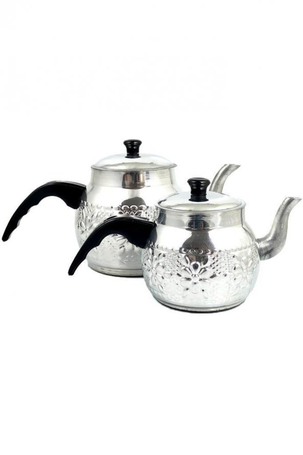 Alüminyum Desenli Küre Çaydanlık Siyah Kulp Mini - 2