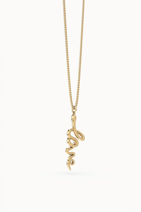 Chocli 18 Ayar Altın Kaplama Love Snake Kolye - 5