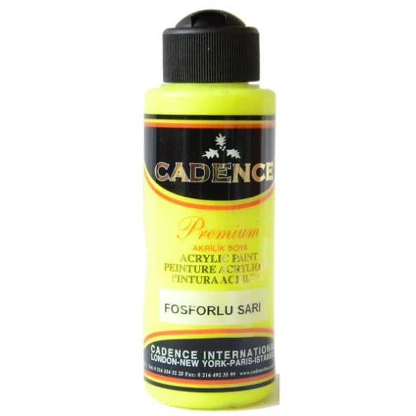 Cadence Premium Akrilik Boya 120 ml. Fosforlu Sarı