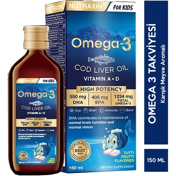 Nutraxin For Kids Omega 3 Balık Yağı Takviye Edici Gıda 150 ml - 2