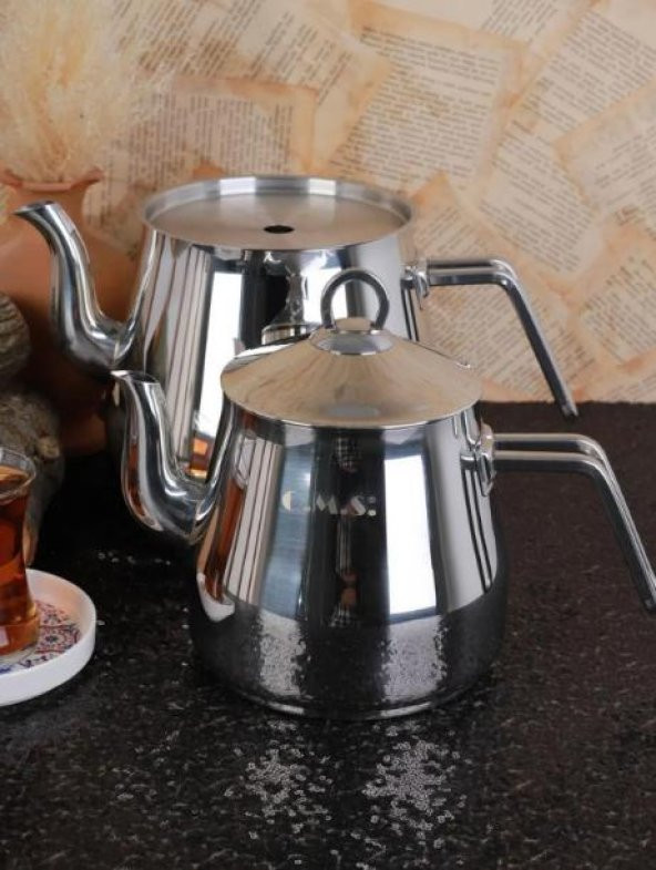 Oms Collection 8103 XL Maxi Boy 4 Parça Çelik Çaydanlık Sade - 2