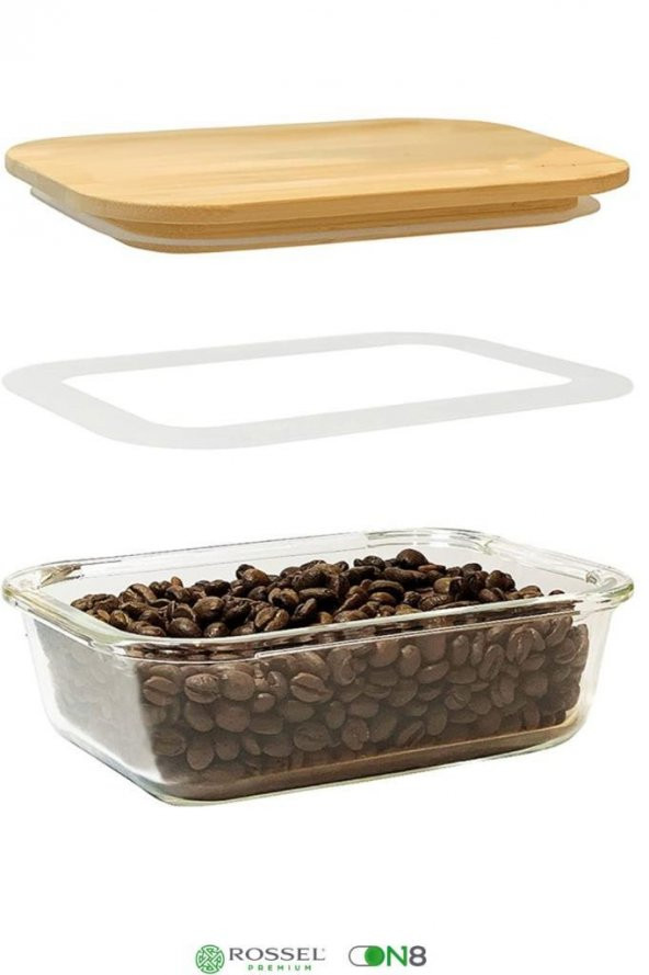 Rossel Premium Akrilik Mira 3lü Bambu Kapak Saklama Kabı KRD-A003 - 5