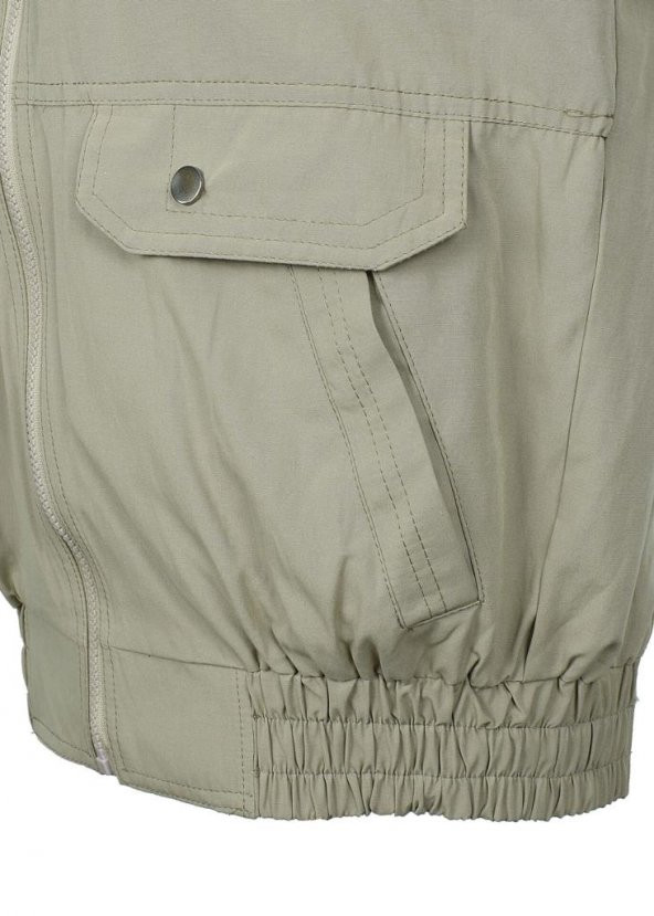 Battal Beden Yakalı Ve Beli Lastikli Kumaş Yelek Krem renk - 3