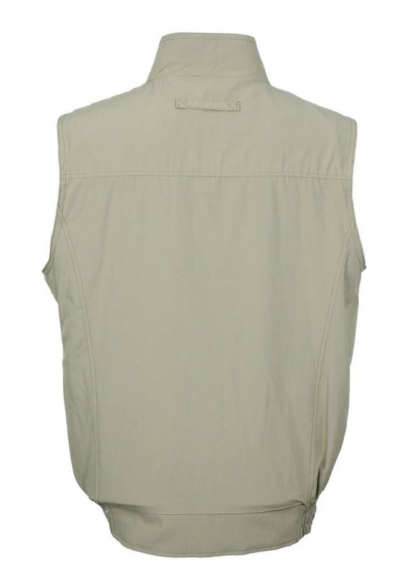 Battal Beden Yakalı Ve Beli Lastikli Kumaş Yelek Krem renk - 2