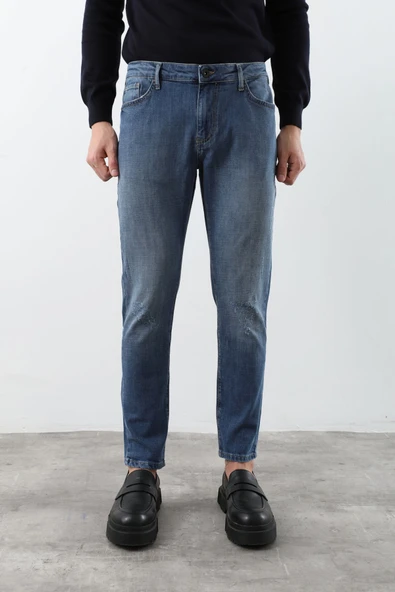 Erkek Açık Mavi Straight Fit Jean Pantolon - 6