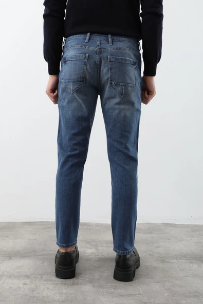 Erkek Açık Mavi Straight Fit Jean Pantolon - 7