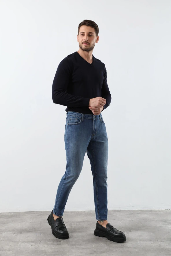 Erkek Açık Mavi Straight Fit Jean Pantolon