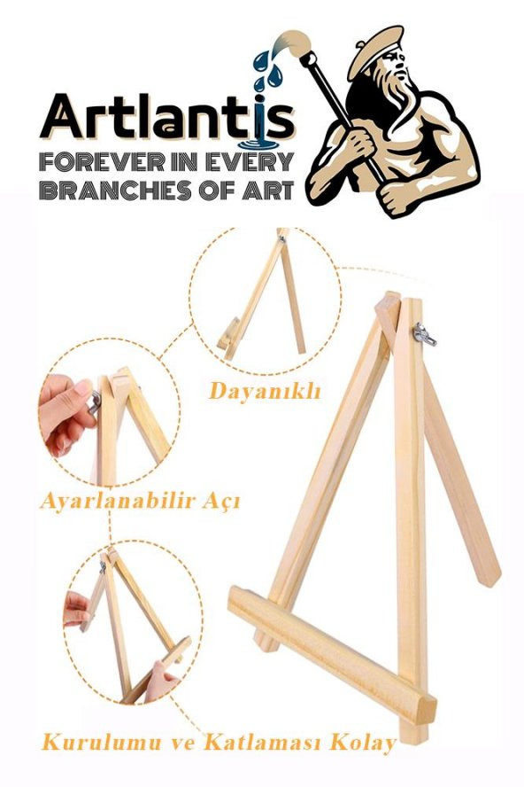 Mini Şövale 1 Adet Masaüstü Şövale Ahşap Üç Ayaklı Resim Şövalesi Ressam Sehpası Dekoratif Hobi Masa Üstü - 3