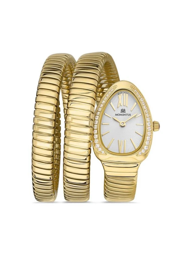 MOMENTUS SS256G-02SG ALTIN KAPLAMA YILANLI MODEL TAŞLI KADIN KOL SAATİ ürün görseli 1