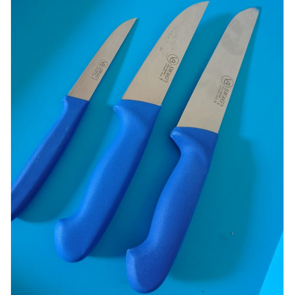 Aşırı Keskin Solingen SWAG 3'Lü Kurban Bıçağı Seti Mavi (33cm-29cm-22cm) - 2