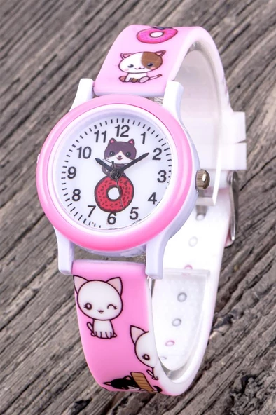 Hello Kitty Figürlü Rakamlı 4-12 Yaş Analog Çocuk Kol Saati (PEMBE) ST-304331