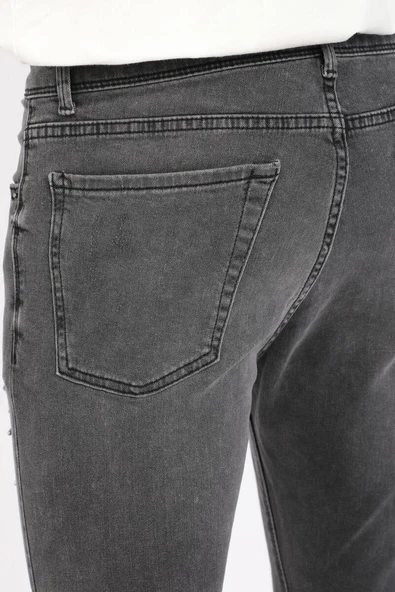 Erkek Antrasit Paçası Kesik Jean Pantolon - Resim 5
