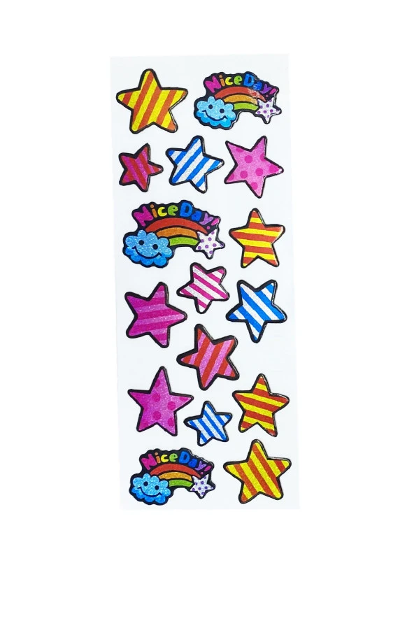 Sticker Kabartmalı Stiker Defter, Planlayıcı Etiket Renkli Yıldızlar (cb426) 16x7 cm