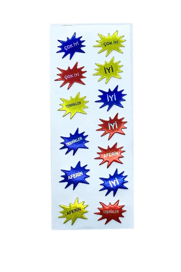 Sticker Kabartmalı Stiker Defter, Planlayıcı Etiket Aferin, Tebrikler (cb439) 16x7 cm