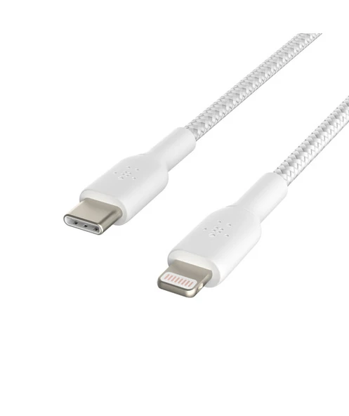 Belkin 2M BC Örgülü Lightning USB-C Beyaz