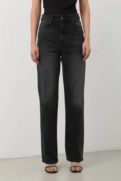 Kadın Siyah Palazzo Jean Pantolon - Resim 7