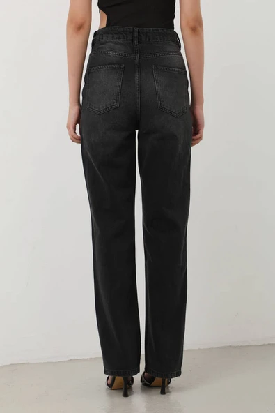 Kadın Siyah Palazzo Jean Pantolon - Resim 8