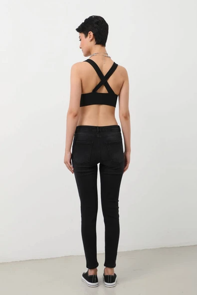 Kadın Skinny Fit Esnek Pantolon Siyah - Resim 5