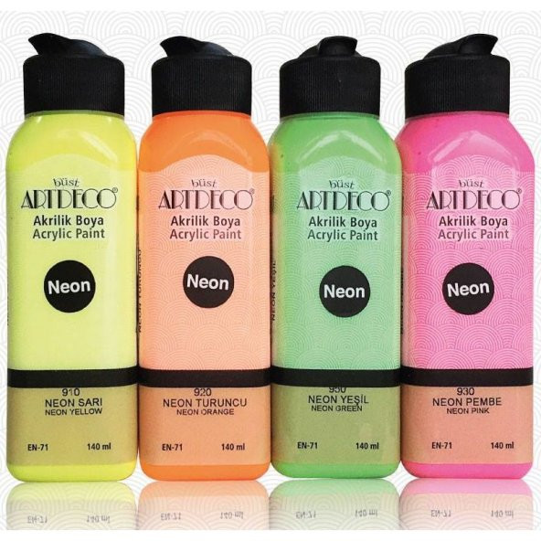 Artdeco Neon Akrilik Boya 140 ml x 4 Fosforlu Renk
