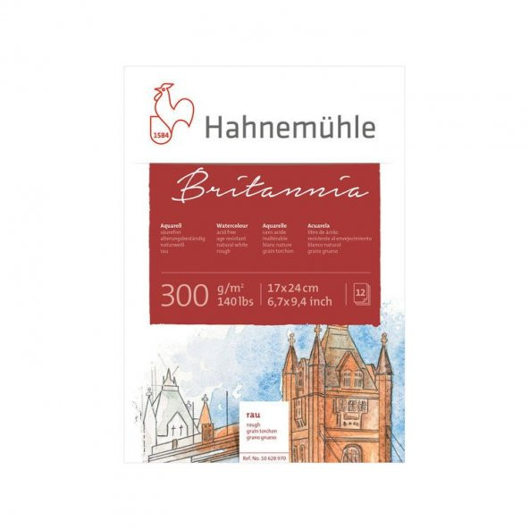 Hahnemühle Britannia Rough Suluboya Blok 17x24 cm. 300 gr. 12 yp.