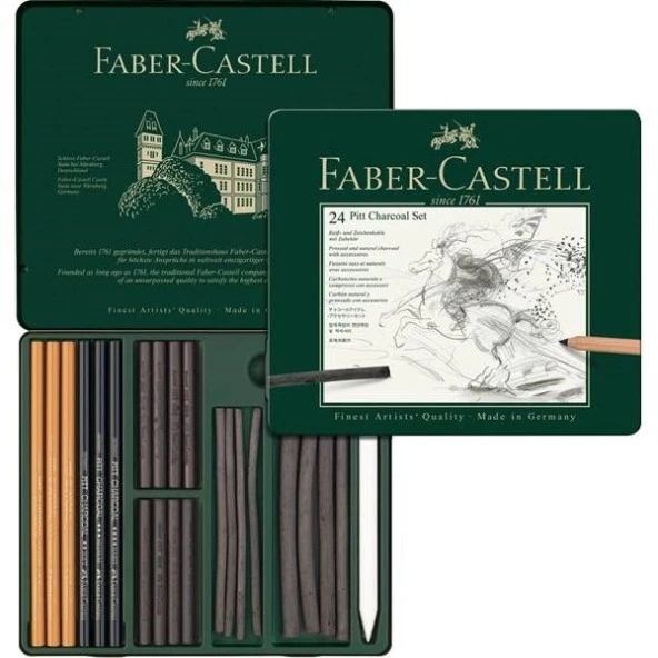 Faber Castell Pitt Charcoal İşlenmiş Kömür Seti 24 Parça